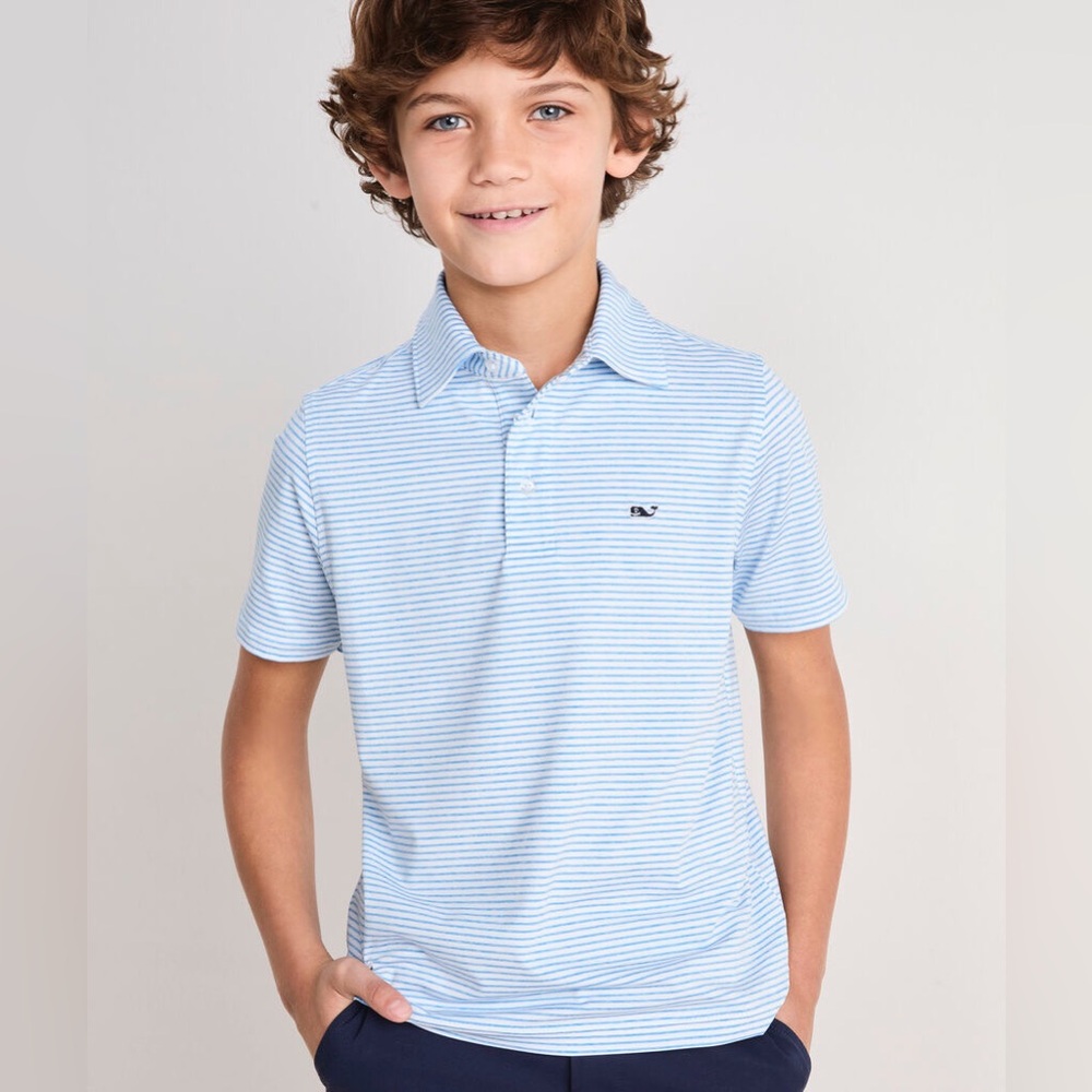 Vineyard Vines Light Blue & White Striped Polo